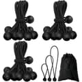 Elastiska Bungee-snören - 30 delar - Förstärkt gummi - Säker fastsättning med kula - Camping och DIY - Svart (1