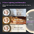 Miniatyrbillede 2 af 4: Makeup Spejl med LED Lys, Genopladeligt Touch Dæmpning Bærbart Bord Spejl, 3 Farve Lysstyrke Justerbar (Rund)
