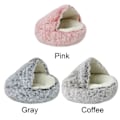 Miniatyrbilde 2 av 5: Beroligende hundesenger og kattehule seng med hette, avtakbare vaskbare runde senger for små og mellomstore kjæledyr, sklisikker, myk og fluffy seng i imitert pels, Fas Gray 60CM