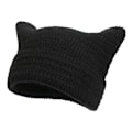 Miniatyrbild 5 av 5: Höst Vinter Utomhus Varma Stickade Mössor Söt Randig Katt Öra Hatt Huvudbonad Ullgarn Stickad Beanies Red Black