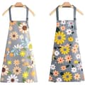 Vattentäta förkläden för kök, 2-pack blommiga förkläden med fickor