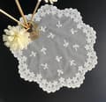 Round Lace Doilies 2 Pcs Soft Lace Placemats French Embroidered Table Mats Coasters (White, DIAMETER 29CM)