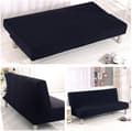 Miniatyrbild 4 av 5: Elastic Clac Cover 3-Seater Sofa, Solid Color Blanket for Living Room, Black
