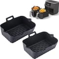 Silicone Liner for Air Fryer (2 x Black) for Rectangular Air Fryers,