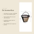 Miniatyrbillede 2 af 5: Guldfilter - Kaffefilter - Genanvendeligt og miljøvenligt - Guld - Tefilter - Velegnet til kaffe og te - Brygger 6-8 kopper
