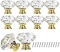 10 st 30 mm Diamond Glass Crystal Drawer Handles Knobs with Screws for Home Office