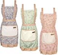 Miniatyrbilde 1 av 7: Kjøkkenforklær for kvinner, blomstrete forklær kokk bakerforkle matlagingsforkle med doble lommer for matlaging baking hagearbeid