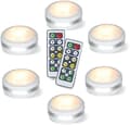LED Puck Lights - Battery Operated with Remote Control (6-pack) White