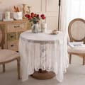 Miniatyrbild 4 av 5: White Lace Rectangular Tablecloth with Ruffle, Chic Ruffled Overlay, French Rustic Vintage Embroidered Tablecloth 55x72inch White 140*180cm White 140*180cm