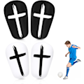 Miniatyrbild 1 av 5: 2 Par Mini Fotbollsbenskydd, 8x5 cm Svart & Vit Kors Benskydd Extra Mini Benskydd Skyddsutrustning Benskydd för Tonåringar Ad