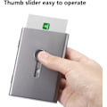 Miniatyrbillede 4 af 5: 2 Pak Sort, Grå USB-nøgle Visitkort Holder Rustfrit Stål Visitkort Etui Bærbar Udtrækkelig Navneholder Pung Flot Design Lomme