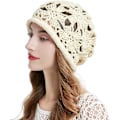 Miniatyrbilde 1 av 5: Håndlaget strikket slouchy beanie for kvinner (beige) vår høst