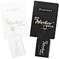 Miniatyrbillede 1 af 5: 2 passsager-etui og 2 bagagemærker (sort og hvid), PU-læder