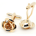 Miniatyrbillede 5 af 5: Roseguld Blomstformet Fransk Skjorte Smykke Manschetknapper Rustfrit Tuxedo Manschetknapper Knapper Med Gaveæske Til Forretning Bryllup