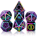 Pikkukuva 1 / 5: 7 kappaletta metallista RPG-noppasetti, roolipeli DND monitahoinen D&D