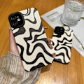 Miniatyrbild 3 av 5: Designat för iPhone 14 Telefonfodral, Mjuk PU-Läder TPU och Söt Konstvågig Målad för Kvinnor Flickor, Smalt Skyddande Stötsäkert Kompatibelt med iPhone Ca