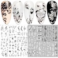 Miniatyrbild 1 av 5: Blommor Nagelstickers Nagelkonst 10 Ark Självhäftande Nagelstick