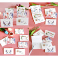 Miniatyrbilde 2 av 5: Sett med 12 blomstertakkekort med 6 forskjellige design. Med E