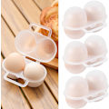 Miniatyrbilde 1 av 5: 3 stk Eggboks, Bærbar Plast Eggbeholder, Egg Oppbevaringsboks, Egg Organiseringsboks for Kjøleskap Camping (2 Ruter)
