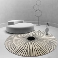 Miniatyrbilde 3 av 5: Stue Barnerom Moderne Design Rundt Teppe 100cm Rundt Hvit Svart Utendørs Geometrisk Stripete Mønster Dekorativt Teppe Kort Bunke Teppe Rundt Teppe Dørmatte