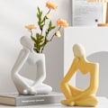 Miniatyrbillede 5 af 5: Thinker Vase Moderne Stue Dekoration Kropsvaser til Pampas Græs Æstetisk Vase Bog Ansigt Vase Blomster Keramik Bog Vase Tulip Skulptur Moderne Dekoration