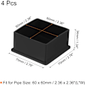 Miniatyrbilde 2 av 5: 4 stk. firkantede PVC stolbenshetter, 60 mm x 60 mm OD, svart, bordmøbelbensbeskyttere, møbelbenshetter