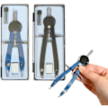 Miniatyrbillede 1 af 5: 2 stk. Hurtigjusteringspasser med refill og viskelæder, metalpasser, tegnekompas til geometri, studerende, lærere, kunstnere