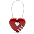 Pikkukuva 1 / 5: (Red) Heart Padlock Mini 3-numeroinen yhdistelmälukko Love Wire -langalla