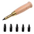 Miniatyrbilde 1 av 5: Automatisk hulltang i lær, lær hulltang med 6 utskiftbare hullstanser for søm, papirkort og håndverk (1,5 mm - 4 mm)