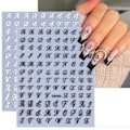 Miniatyrbild 3 av 5: 8 Ark Retro Engelska Bokstäver Nagelstickers för Nagelkonst 3D Självhäftande Svart Vit Guld Silver Design Nageldekaler Pegatinas Uñas för Kvinnor DIY Ma