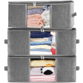 Miniatyrbild 1 av 5: 3-pack (grå) Förvaringsväska för kläder under sängen, tygfinish