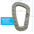 Miniatyrbillede 2 af 5: Pakke med 5 Plastik Karabinhager - Grå - D-Form