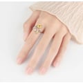Miniatyrbillede 3 af 5: 14 karat hvid og gul guldbelagt justerbar solsikkeblomst bi spinner ring - Fidget smykker til kvinder, angst ringe til kvinder, fidget ringe