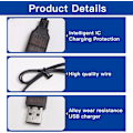 Miniatyrbilde 2 av 5: 3 stk 3.7V USB Li Laderkabel med SM-2P Plugg, RC LiPo Batteriladerkabel, for NIMH/NICD Batteri (3S) 3.6V, for Barnleketøy RC Bil Båt Drone RC Fly