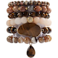 Miniatyrbillede 1 af 5: 5PCS 6PCS Naturlige Boho Perle Armbånd/Bangle til Kvinder Mænd, Healing Turkis Jasper Agat Krystal Ædelsten Sten Chakr