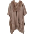Miniatyrbillede 1 af 5: 1 Stk Poncho Sjal (Khaki) Kvinder Vinter Elegant Trøje Kappe Lomme