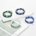 Miniatyrbillede 5 af 5: Stablebare krystalperle armbånd til kvinder Boho Multi Layer Stretch armbånd Natursten perle armbånd med blad Ch