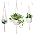 Miniatyrbild 1 av 5: 3-pack Växtupphängning Inomhus Hängande Planteringskärl för Växthållare med 3 Krokar, Olika Storlekar för Boho Heminredning, Elfenben (KRUKOR INGÅR EJ)
