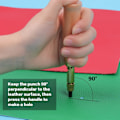 Miniatyrbilde 5 av 5: Automatisk hulltang i lær, lær hulltang med 6 utskiftbare hullstanser for søm, papirkort og håndverk (1,5 mm - 4 mm)