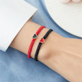 Miniatyrbilde 2 av 5: Sett med 2 fargerike hjerteperle-matchende armbånd for par og vennskap Pinky Promise Hjerte flettet lærtau armbånd håndledd justerbart armbånd