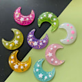 Miniatyrbilde 4 av 5: 8 stk Blandet 8 Farger Skinnende Måne Flatback Resin Knapp Jule DIY Håndverk Telefondeksel Scrapbook Pynt