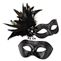 Miniatyrbilde 3 av 4: Maskerade Maske for Par Lilla - Fjærmaskerade Maske for Par & Venetiansk Maske for Maskeradefest, Mardi Gras, Halloween Cosplay Ball, Jul