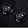 Miniatyrbilde 4 av 5: Svarte Nippelbeskyttere i Lær Gjenbrukbare Pasties Punk Sølv Metall Nippelring Brystblader for Kvinner