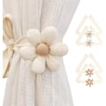 Pikkukuva 1 / 5: 6 KPL Verho 4 kpl luonnonvalkoinen, 2 kpl Khaki-verhonpidikkeet Boho Kukkaverhonpidikkeet Yksinkertaiset Elegantit Auringonkukkaverhonpidikkeet Boho Makuuhuoneen sisustus