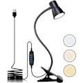 Miniatyrbilde 1 av 5: LED skrivebordslampe, 3 lysmoduser, USB-drevet øyevennlig nattlampe, 360° fleksibel klemmelampe for læring/arbeid/tatovering/lesing (svart)