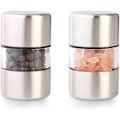 Miniatyrbillede 1 af 5: (2-pak) Premium salt- og peberkværnsæt - Krydderikværn med børstet rustfrit stål, små bærbare keramiske salt- og peberbøsser