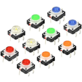 Miniatyrbillede 1 af 5: 10 stk LED Momentary Taktil Tact Trykknapsbryter 12 mm x 12 mm