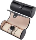 1 x PU-nahka Triple Cylinder -kellolaatikko - Musta, Sametti Push Wat