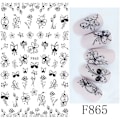Miniatyrbild 3 av 5: Blommor Nagelstickers Nagelkonst 10 Ark Självhäftande Nagelstick
