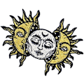 Miniatyrbillede 1 af 4: 2 stk. Sol og Måne Patch Broderet Biker Applikation Jern-På Sy-På Emblem